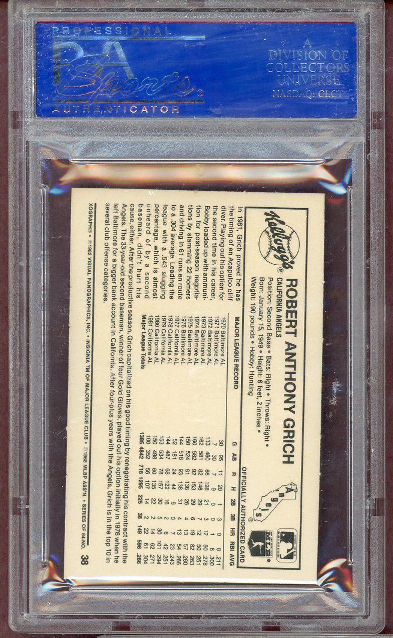 1982 Kelloggs #038 Bobby Grich Angels PSA 9 MINT 564037