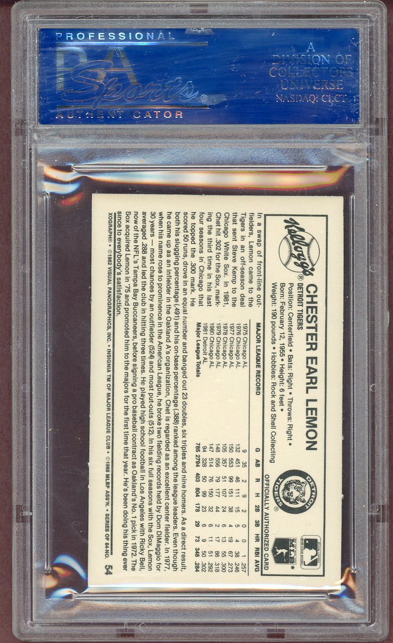 1982 Kelloggs #054 Chet Lemon White Sox PSA 9 MINT 564039