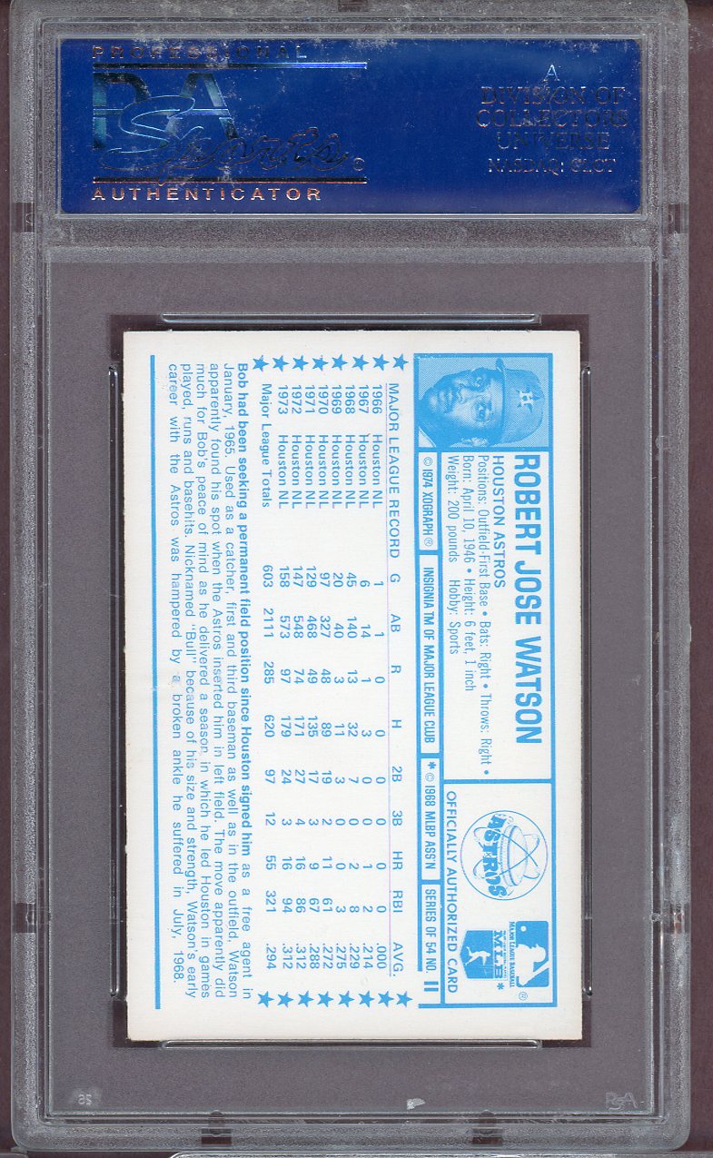 1974 KELLOGG'S #011 BOB WATSON ASTROS PSA 4 VG-EX 564050