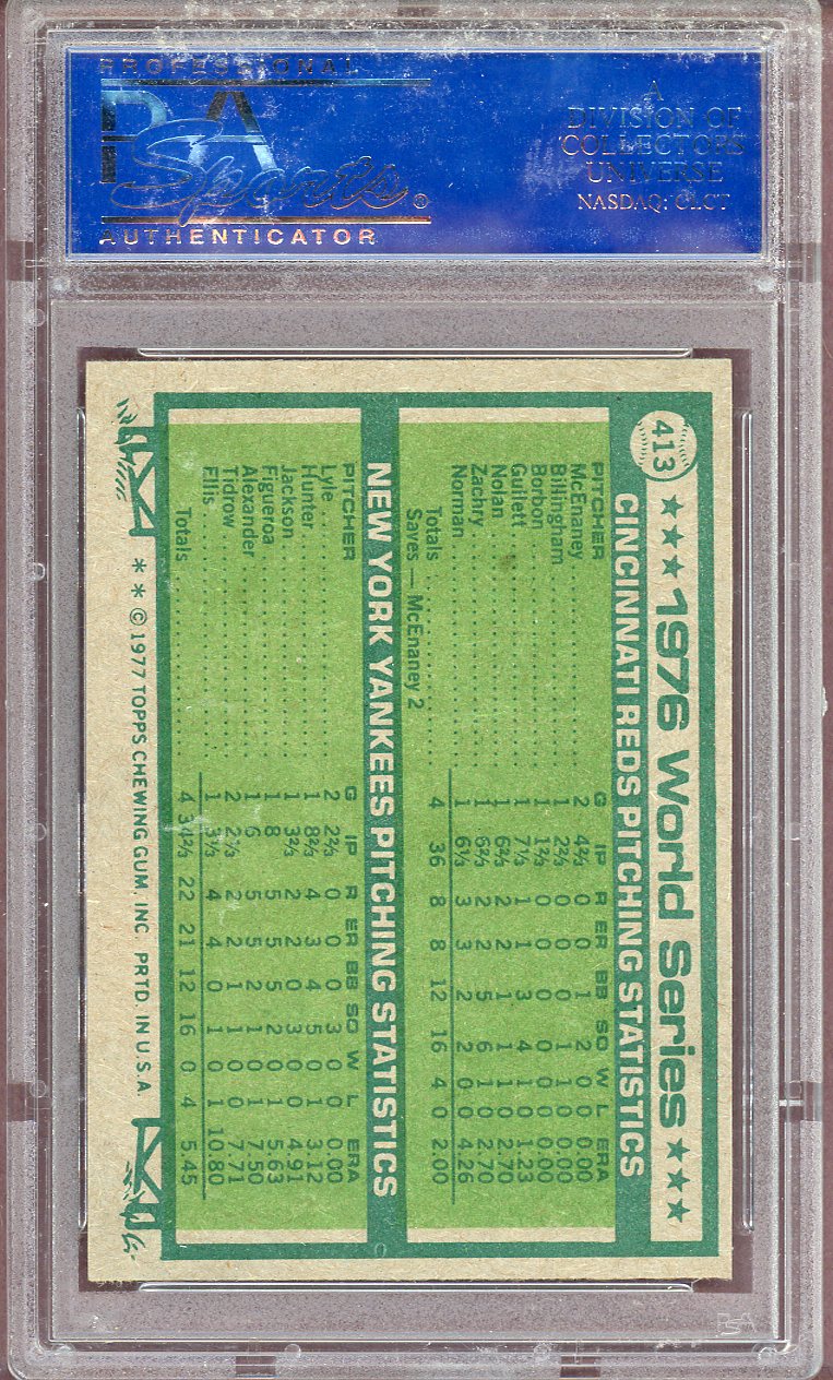1977 TOPPS #413 WORLD SERIES SUMMARY PSA 9 MINT 564102