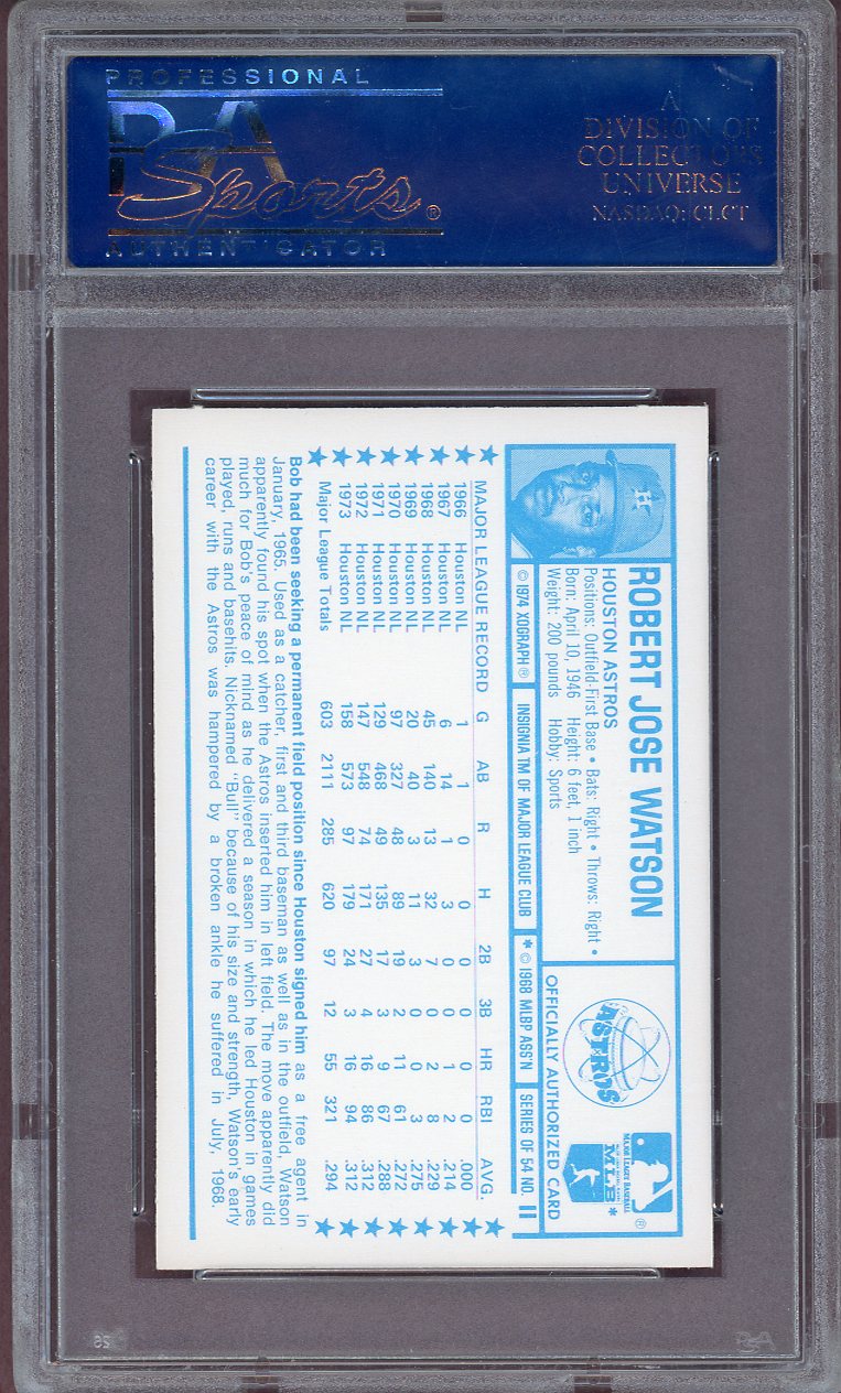1974 KELLOGG'S #011 BOB WATSON ASTROS PSA 9 MINT 564107