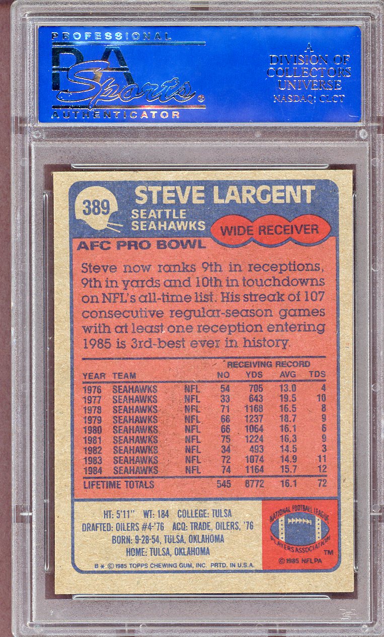 1985 TOPPS #389 STEVE LARGENT SEAHAWKS PSA 8 NM-MT 564111