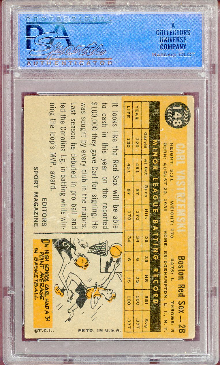 1960 TOPPS #148 CARL YASTRZEMSKI ROOKIE STAR REDSOX PSA 4 VG-EX 564122