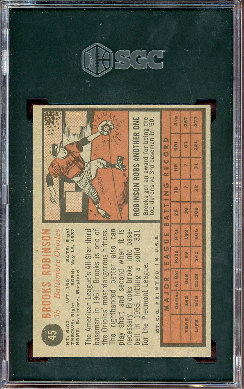 1962 TOPPS #045 BROOK ROBINSON ORIOLES SGC 6 EX-MT 564127