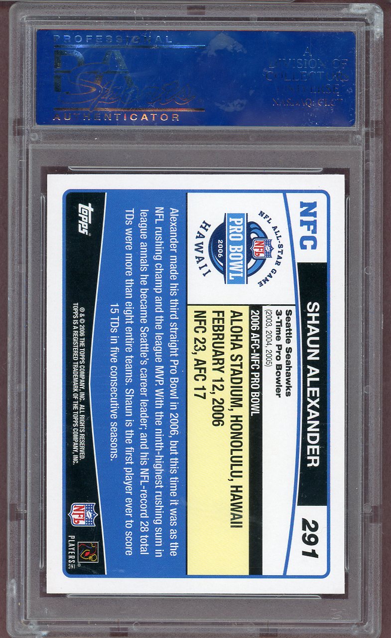 2006 Topps #291 Shaun Alexander Seahawks PSA 9 MINT 564131