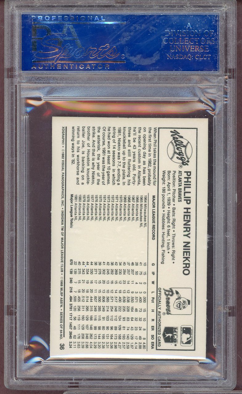 1982 Kelloggs #036 Phil Niekro Braves PSA 10 GEM MINT 564133