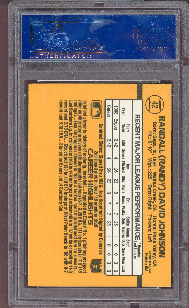 1989 Donruss #042 Randy Johnson Expos PSA 9 MINT 564143