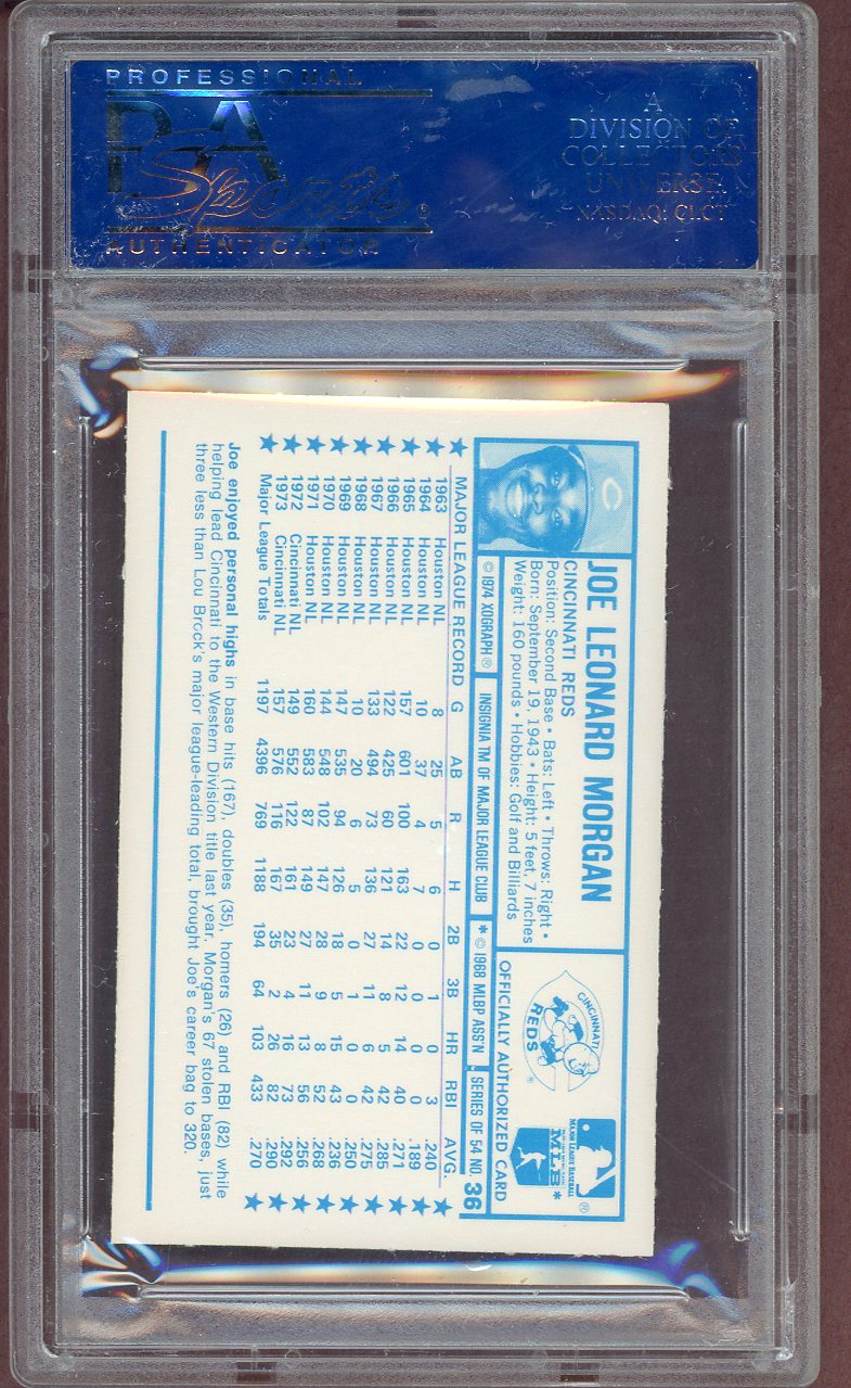 1974 Kelloggs Baseball #036 Joe Morgan Reds PSA 10 GEM MINT 564148