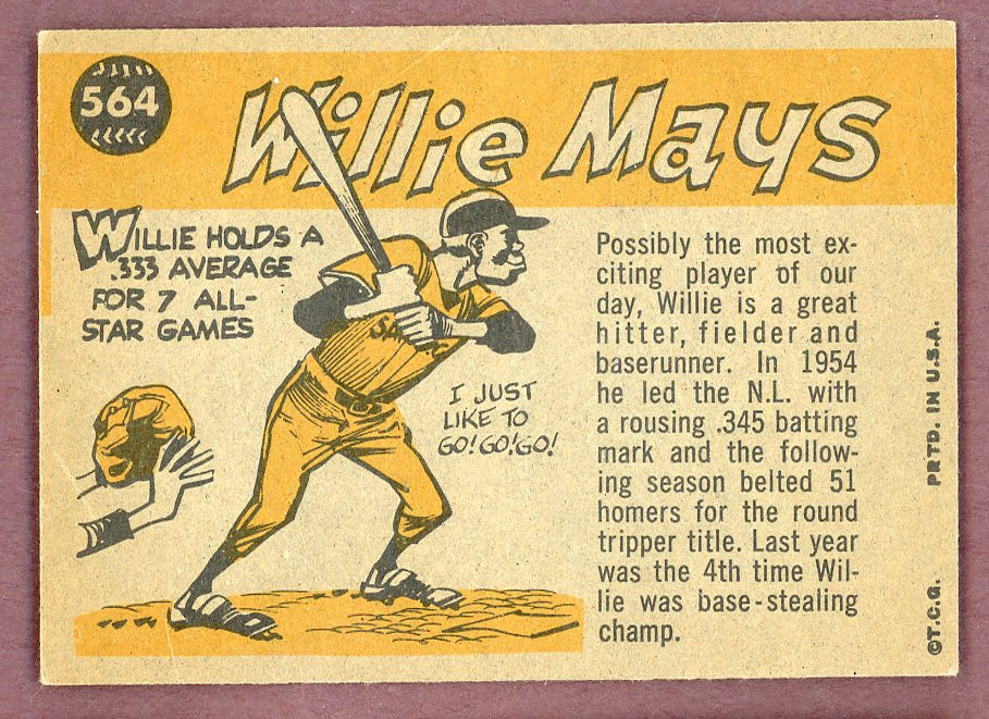 1960 Topps Baseball #564 Willie Mays A.S. Giants EX+/EX-MT 564508