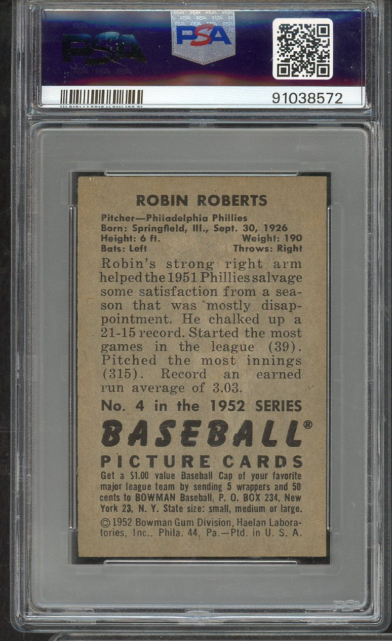 1952 Bowman Baseball #004 Robin Roberts Phillies PSA 6 EX-MT 564661