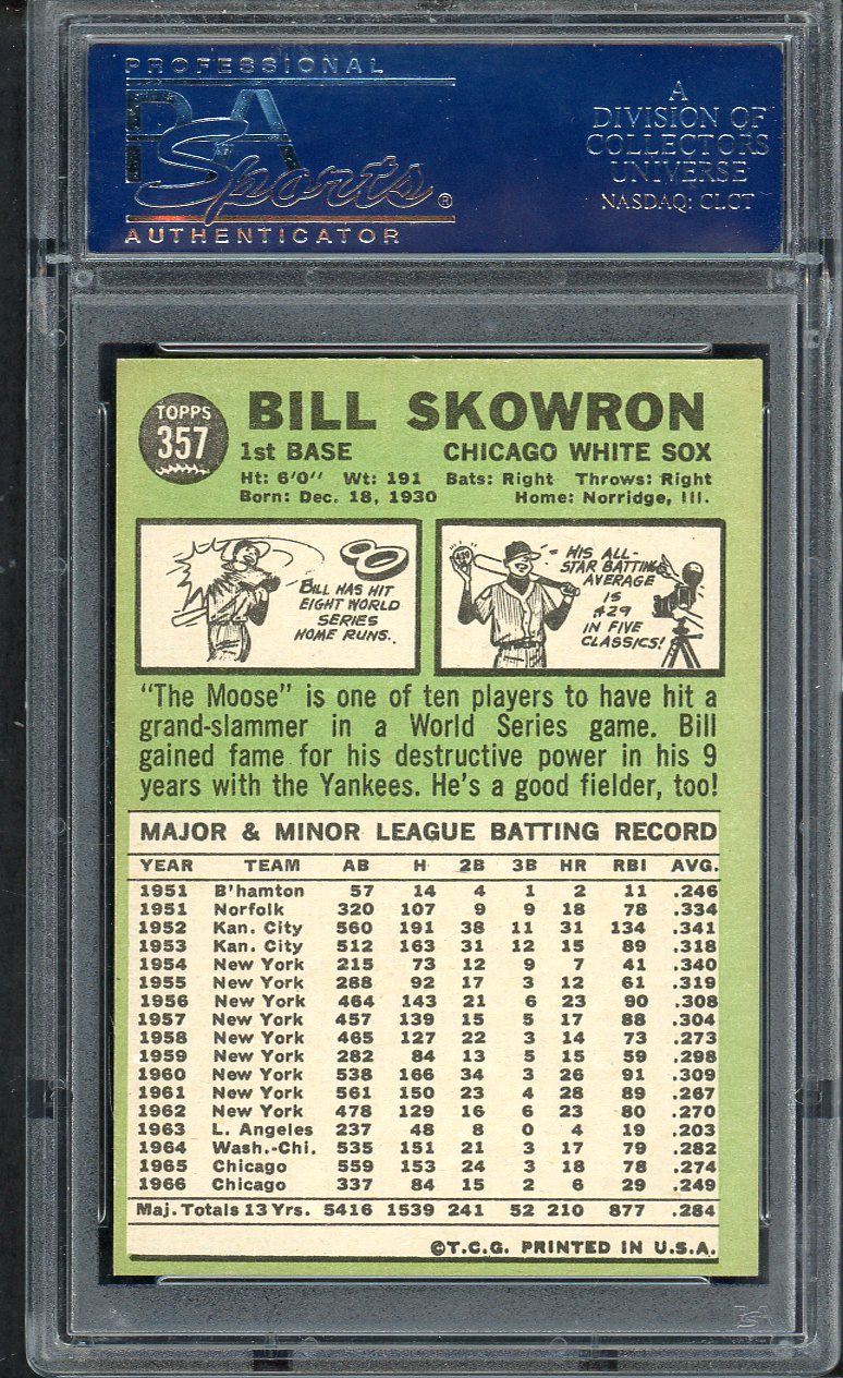1967 Topps Baseball #357 Bill Skowron White Sox PSA 9 MINT 564722