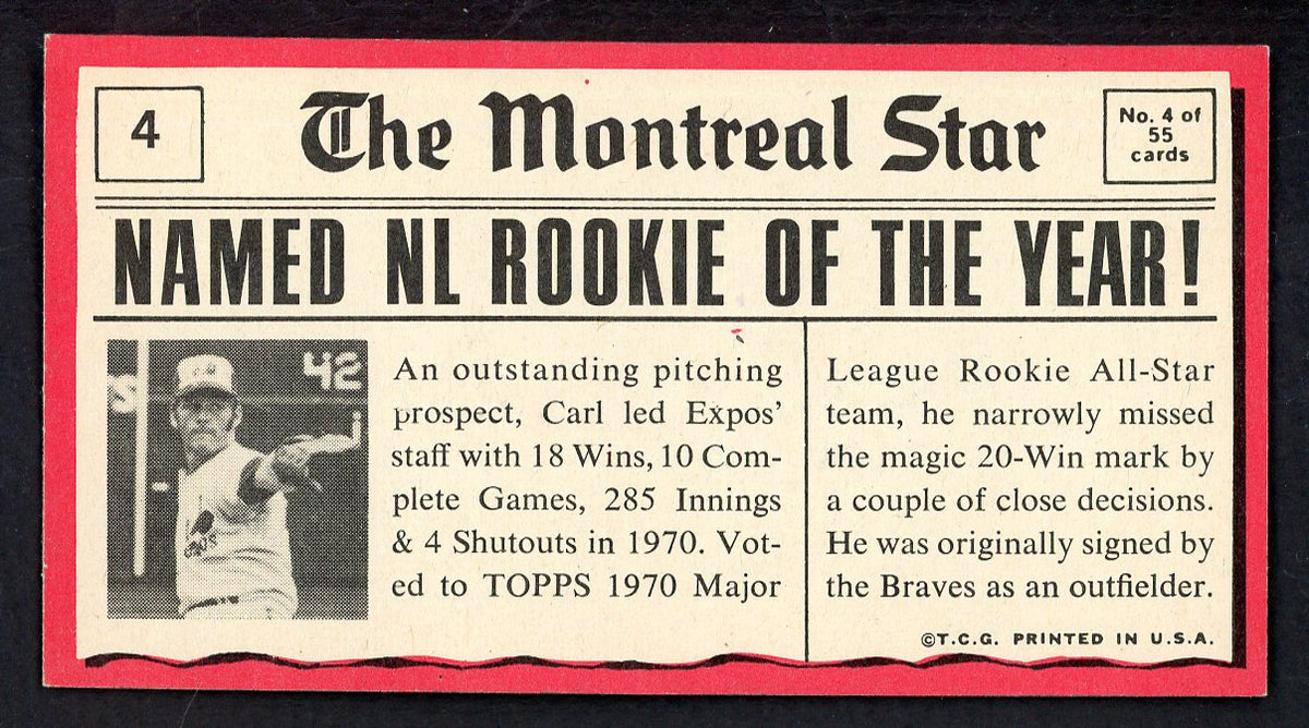 1971 Topps Baseball Greatest Moments #004 Carl Morton Expos VG-EX 564817