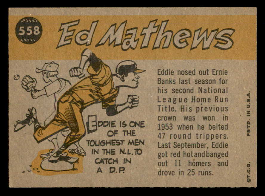 1960 Topps Baseball #558 Eddie Mathews A.S. Braves EX-MT 564883