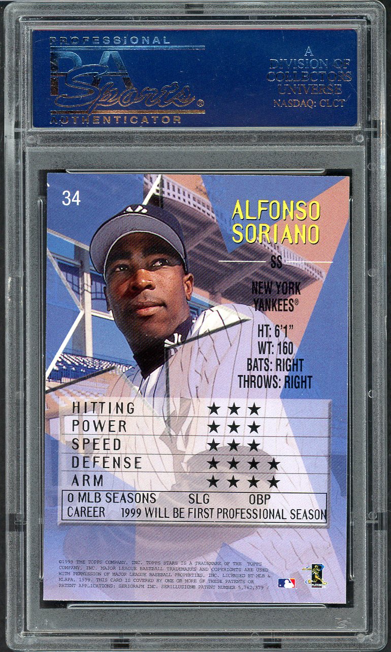 1999 Topps Stars # 34 Alfonso Soriano Yankees PSA 9 MINT 565025