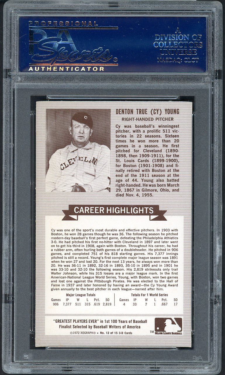 1972 Kelloggs ATG # 12 Cy Young Indians PSA 9 MINT 565029