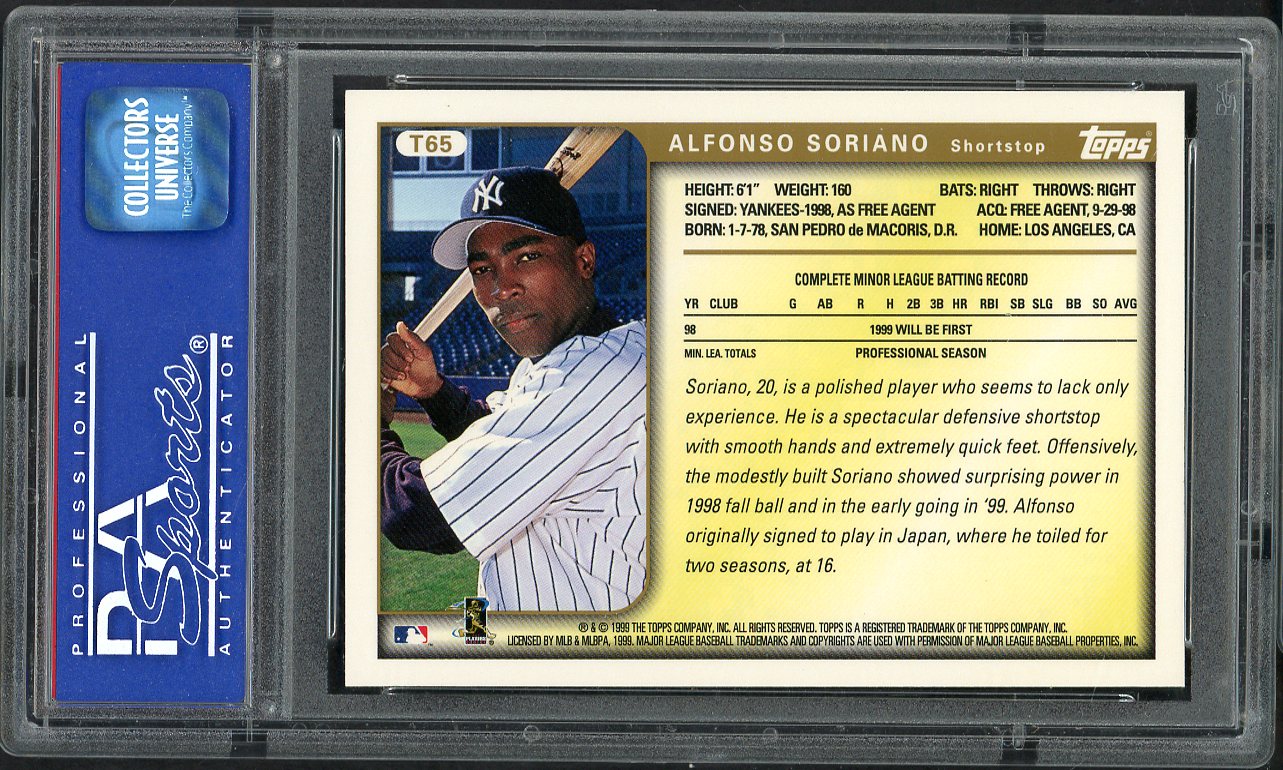 1999 Topps Traded #T65 Alfonso Soriano Yankees PSA 10 GEM MINT 565057