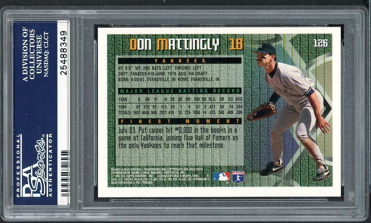 1995 Topps Finest #126 Don Mattingly Yankees PSA 10 GEM MINT 565094