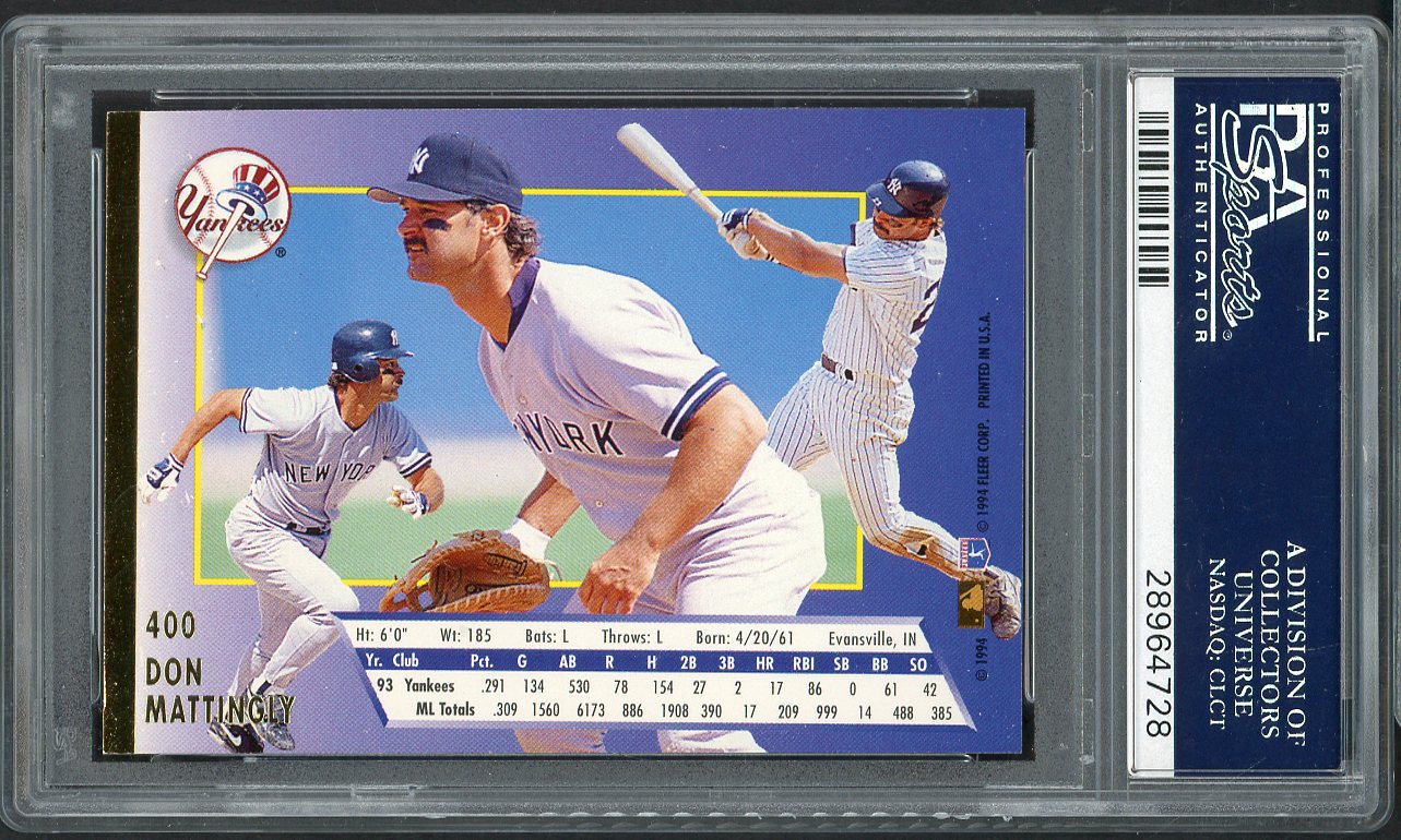 1994 Fleer Ultra #400 Don Mattingly Yankees PSA 10 GEM MINT 565101