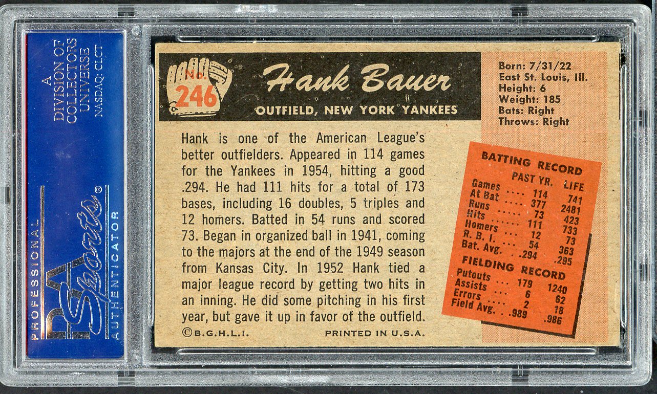 1955 Bowman Baseball #246 Hank Bauer Yankees PSA 6 EX-MT 565102