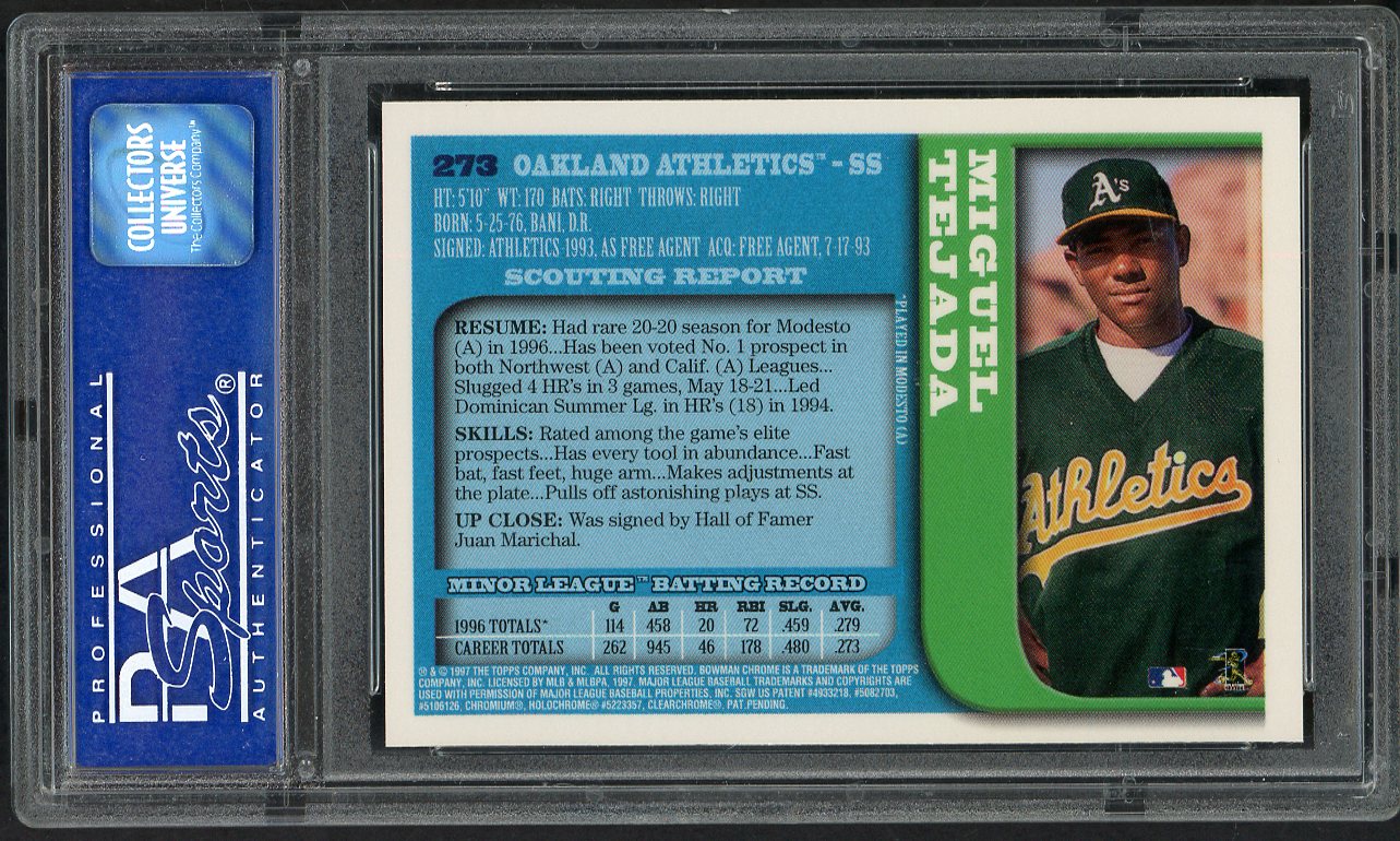 1997 Bowman Chrome #273 Miguel Tejada A's PSA 10 GEM MINT 565190