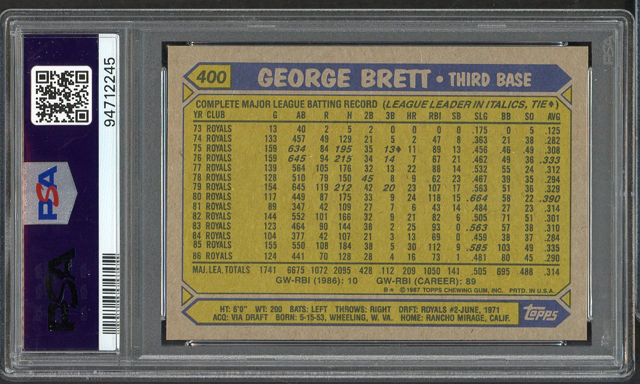 1987 Topps #400 George Brett Royals PSA 9 MINT 565206