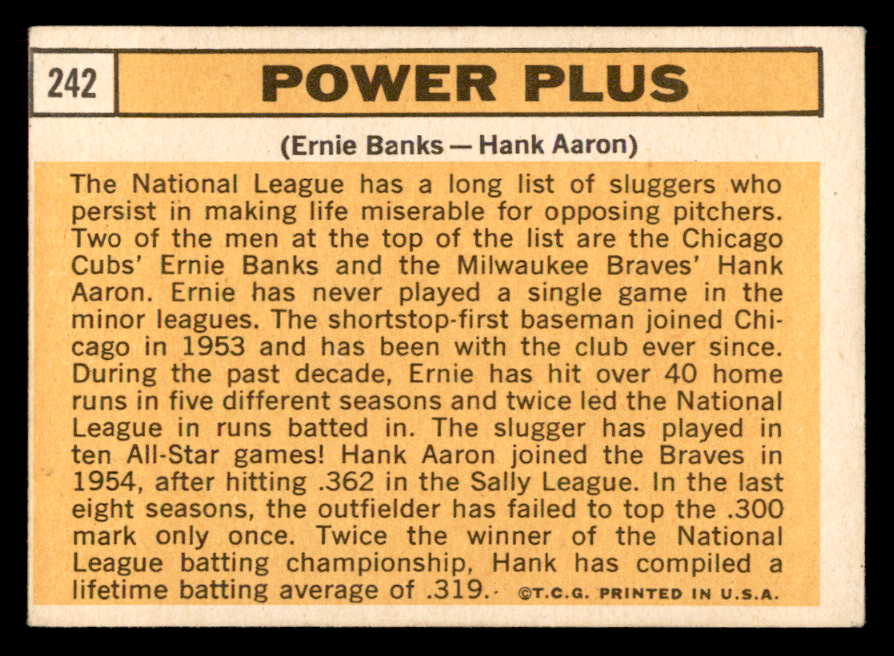 1963 Topps Baseball #242 Hank Aaron Ernie Banks EX+/EX-MT 565461