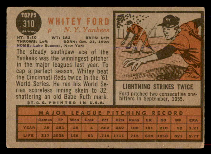 1962 Topps Baseball #475 Whitey Ford A.S. Yankees NR-MT 565488