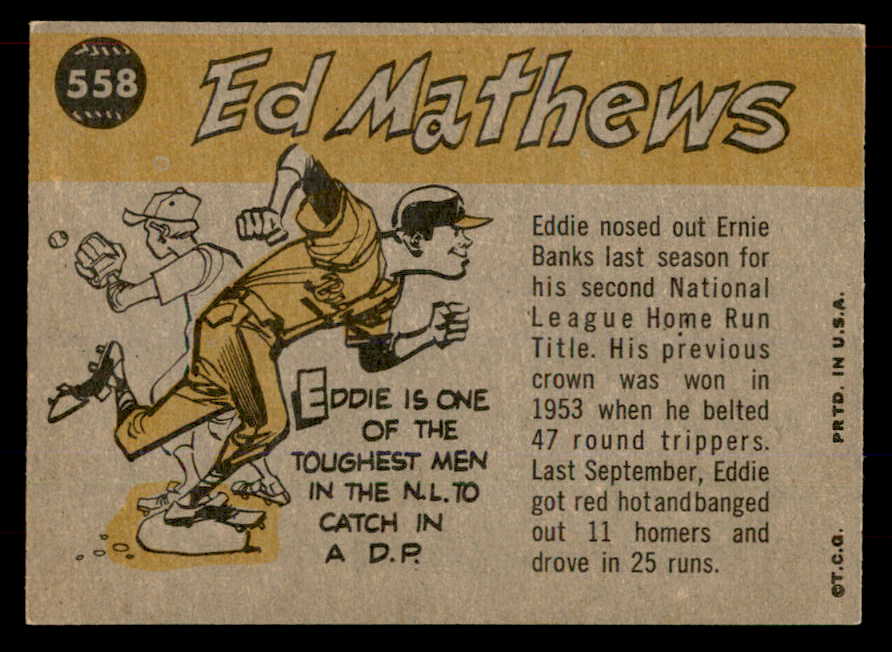 1960 Topps Baseball #558 Eddie Mathews A.S. Braves EX+/EX-MT 565590