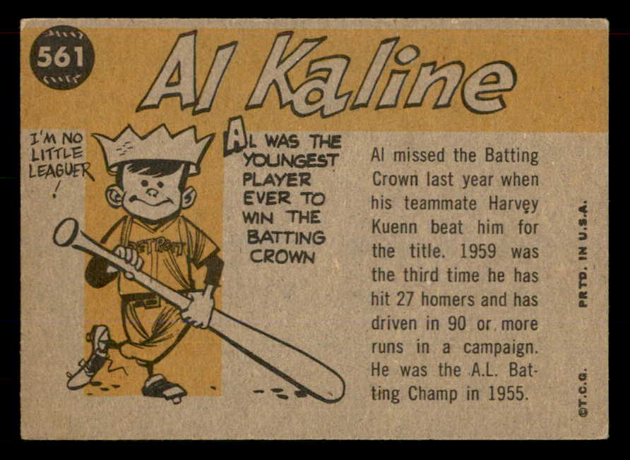 1960 Topps Baseball #561 Al Kaline A.S. Tigers EX+/EX-MT 565598