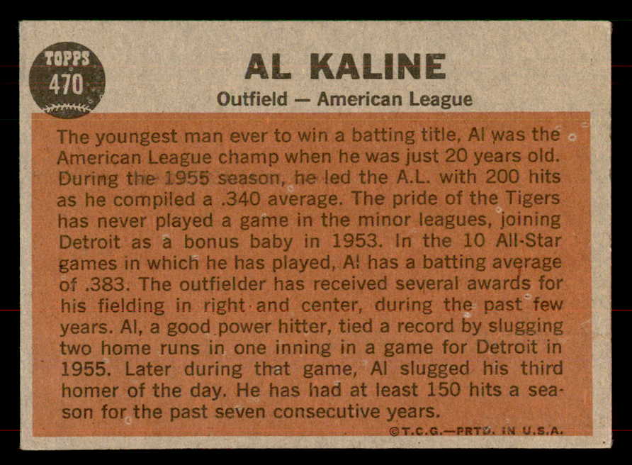 1962 Topps Baseball #470 Al Kaline A.S. Tigers VG-EX 565728