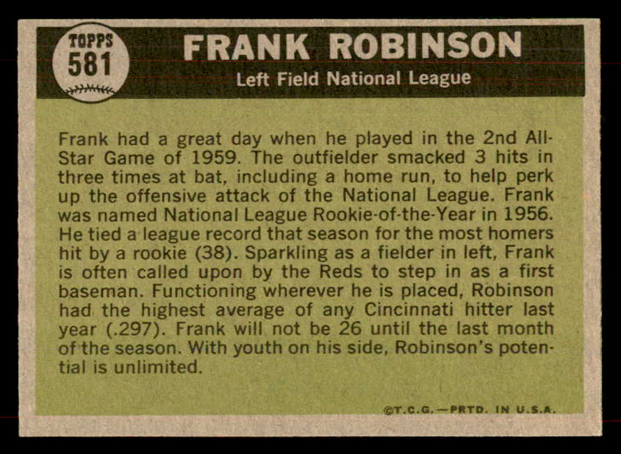 1961 Topps Baseball #581 Frank Robinson A.S. Reds NR-MT 565735