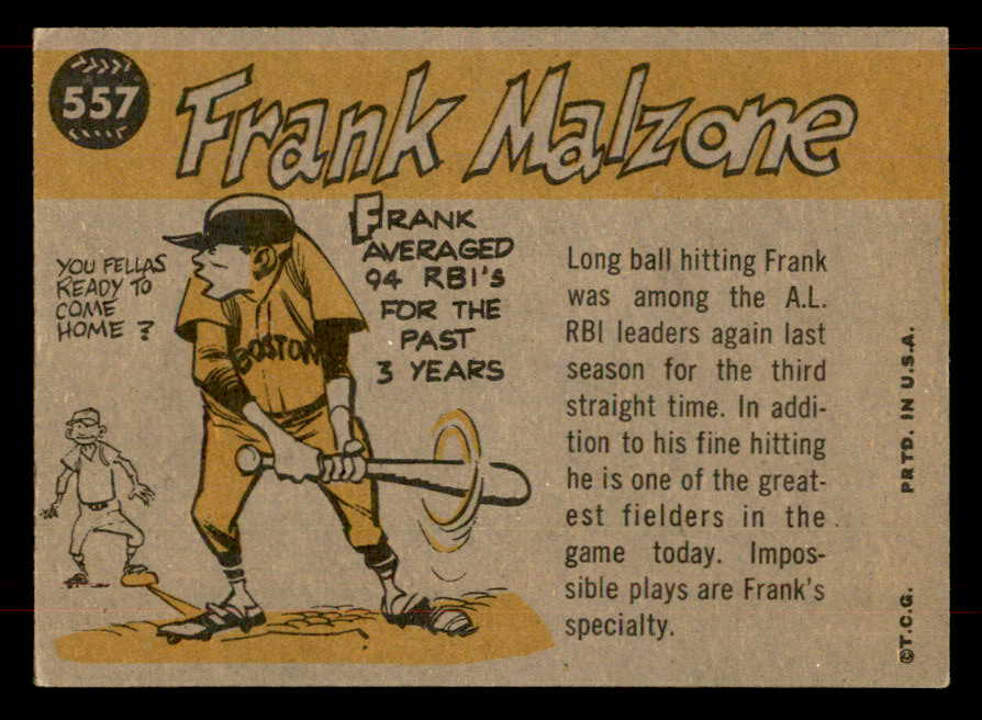 1960 Topps Baseball #557 Frank Malzone A.S. Red Sox EX+/EX-MT 565767