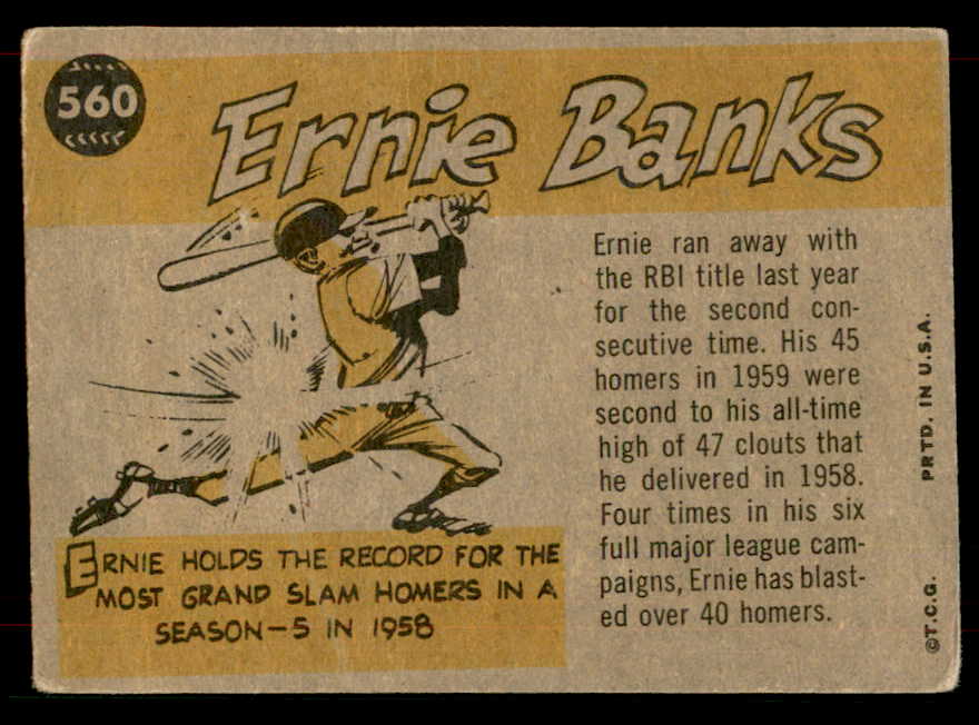 1960 Topps Baseball #560 Ernie Banks A.S. Cubs VG-EX 565785