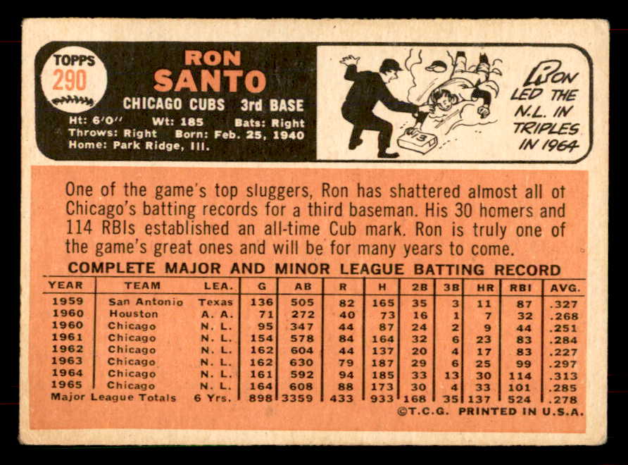 1966 Topps Baseball #290 Ron Santo Cubs VG-EX 565820