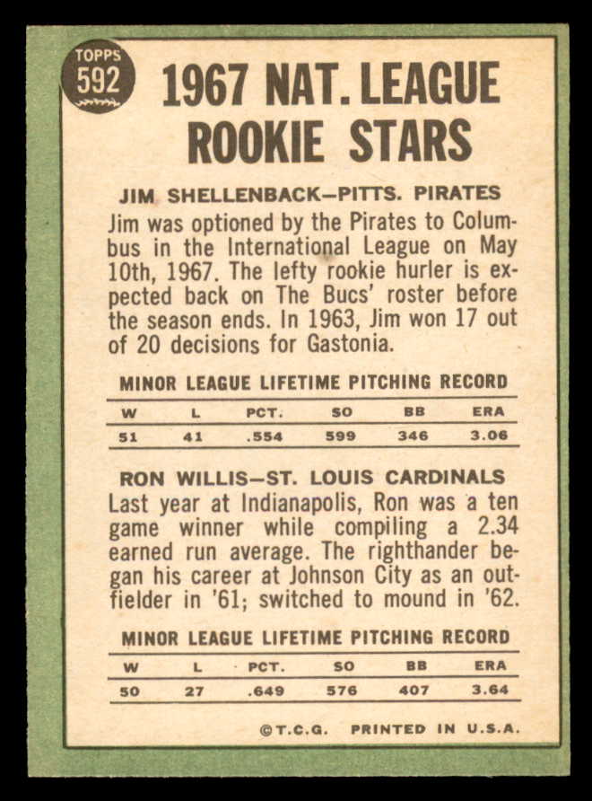 1967 Topps Baseball #592 Ron Willis Cardinals EX+/EX-MT 566112