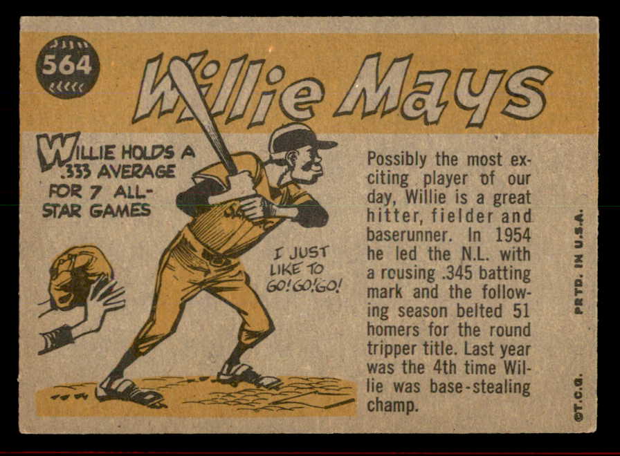 1960 Topps Baseball #564 Willie Mays A.S. Giants EX 566251