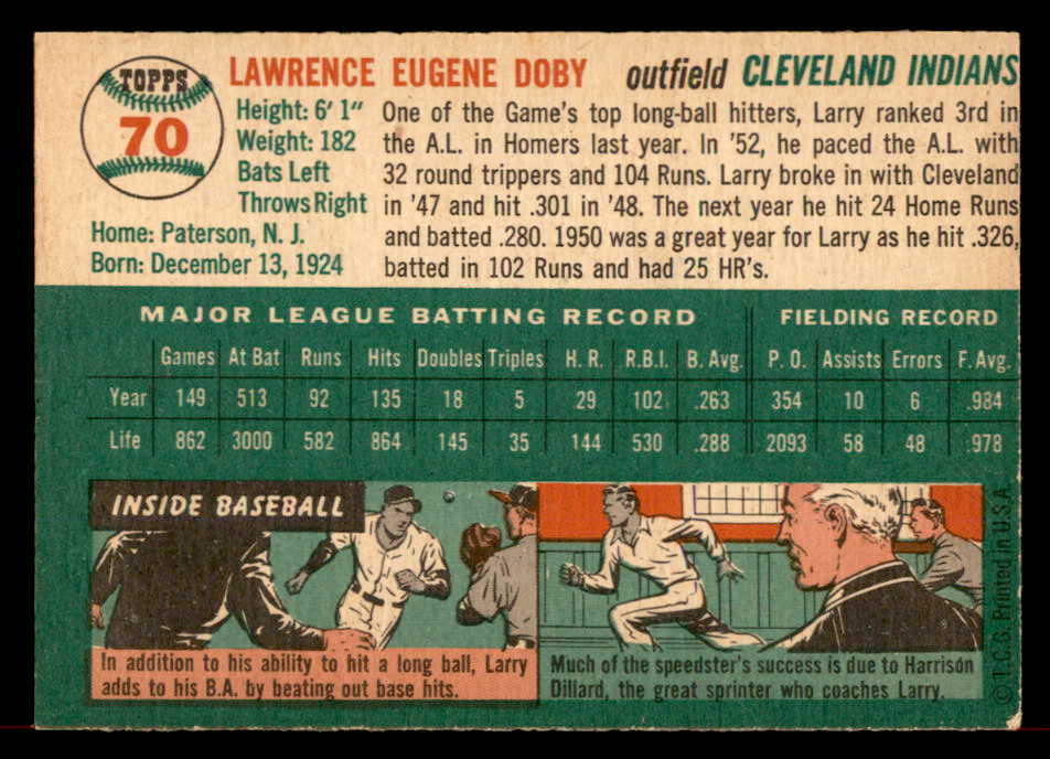 1954 Topps Baseball #70 Larry Doby Indians EX-MT 566363