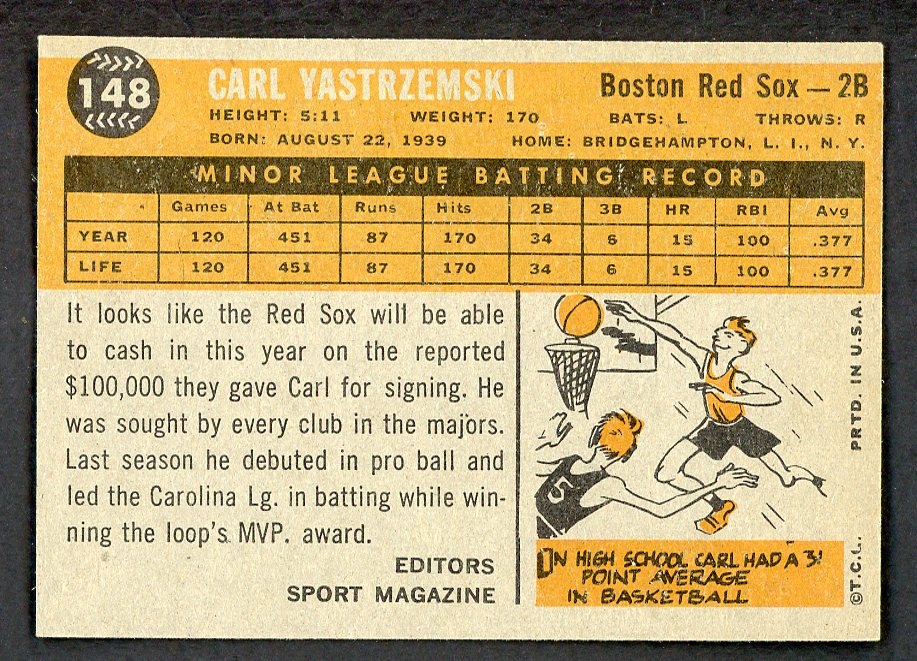1960 Topps Baseball #148 Carl Yastrzemski Red Sox EX-MT 566462