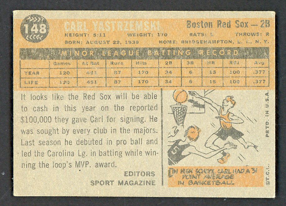 1960 Topps Baseball #148 Carl Yastrzemski Red Sox VG-EX 566463