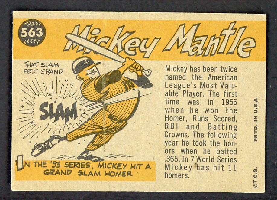 1960 Topps Baseball #563 Mickey Mantle A.S. Yankees EX+/EX-MT 566467