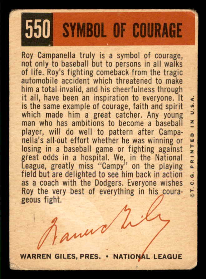1959 Topps Baseball #550 Roy Campanella Dodgers GD-VG 566669
