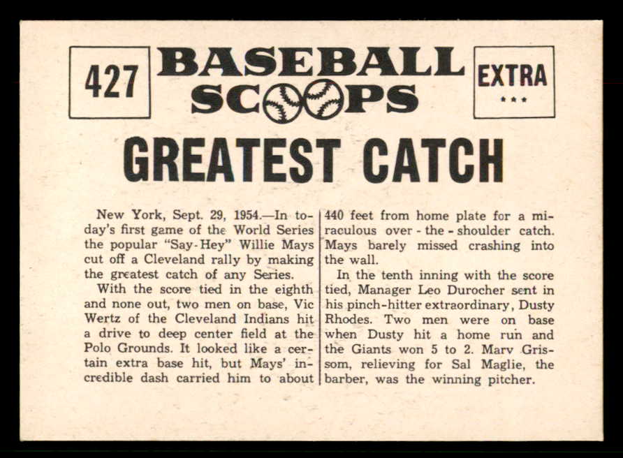 1961 Nu Card Scoops #427 Willie Mays Giants EX-MT 567297