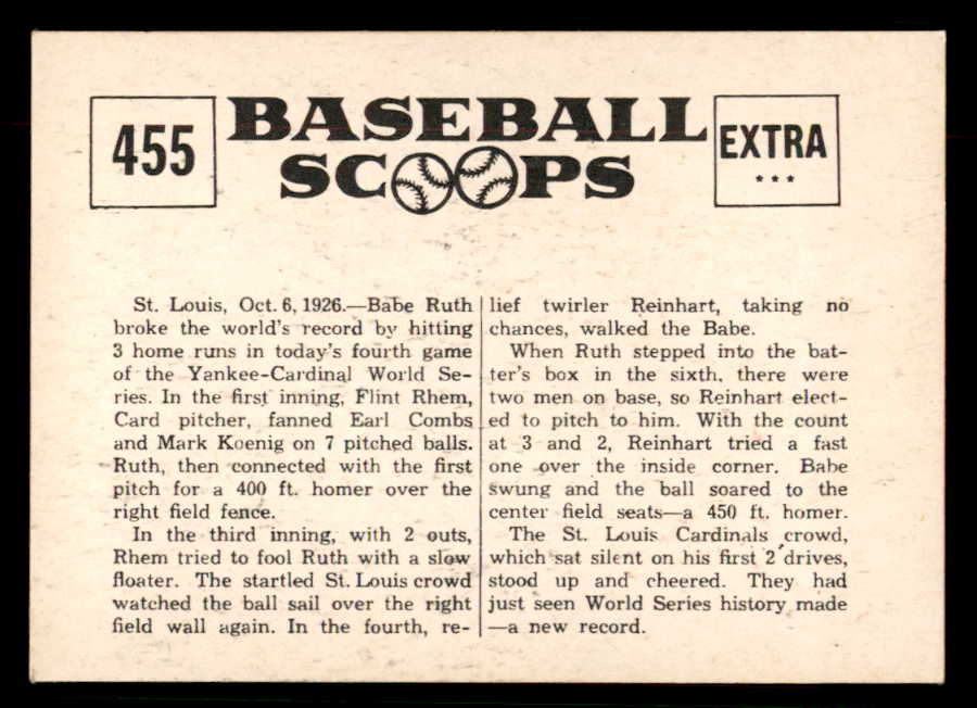 1961 Nu Card Scoops #455 Babe Ruth Yankees NR-MT 567299
