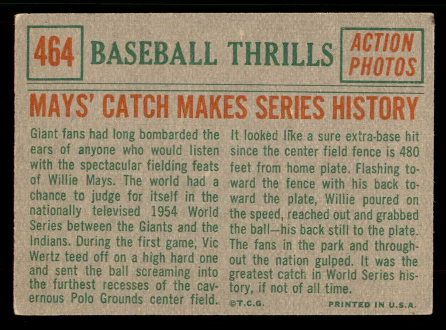 1959 Topps Baseball #464 Willie Mays IA Giants VG-EX 567382