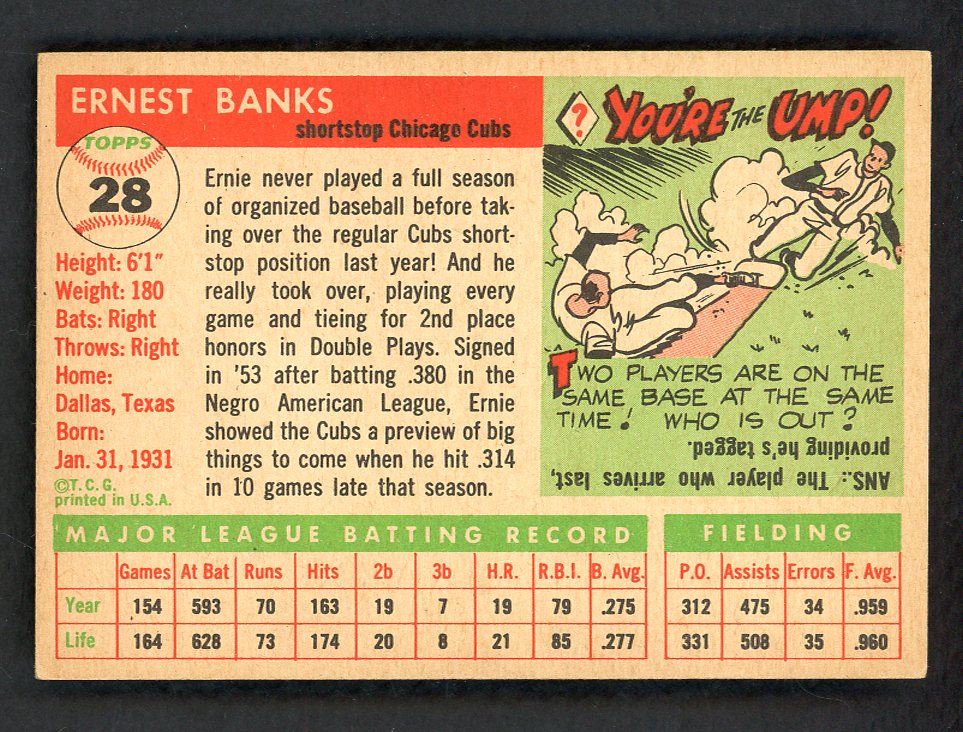 1955 Topps Baseball #028 Ernie Banks Cubs EX-MT 567598
