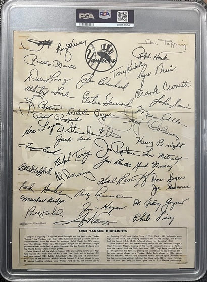 1963 Yankees Tri Fold Team Photo PSA 1 PR 567605