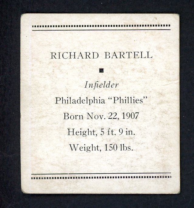 1933 Tattoo Orbit Richard Bartell Phillies VG-EX 567703