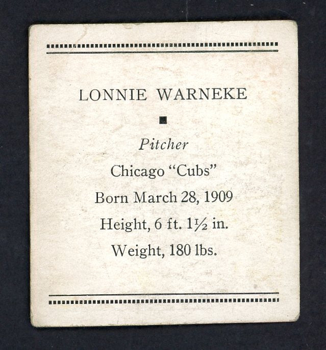 1933 Tattoo Orbit Lonnie Warneke Cubs VG 567708