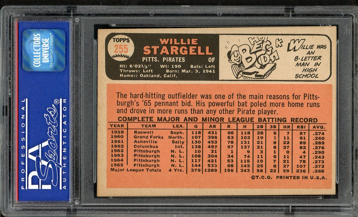 1966 Topps Baseball #255 Willie Stargell Pirates PSA 6 EX-MT 567802