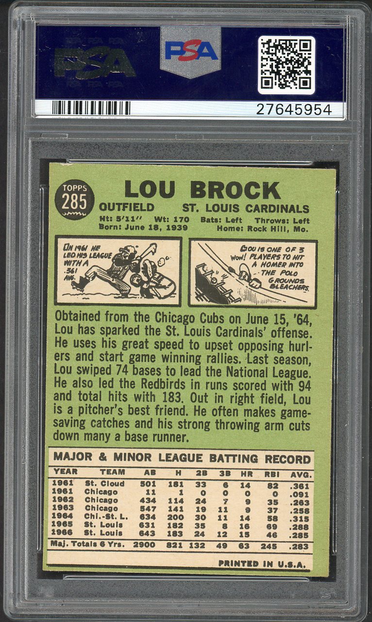1967 Topps Baseball #285 Lou Brock Cardinals PSA 6 EX-MT 567815